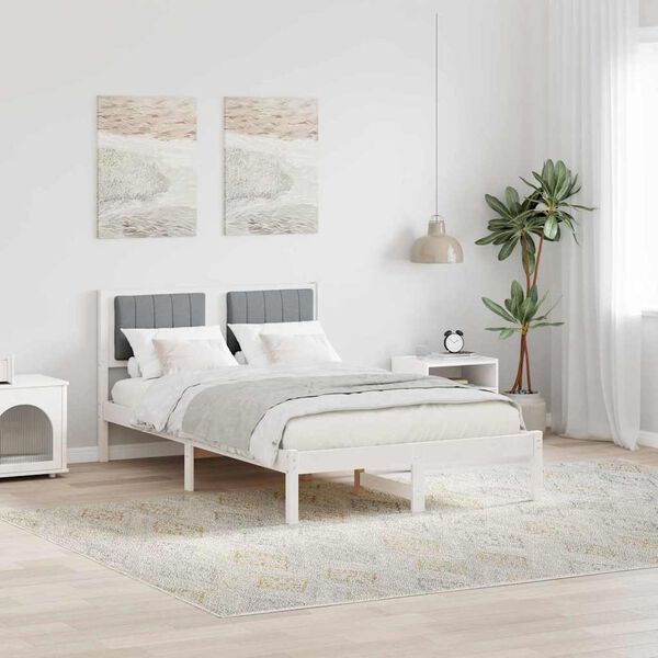 vidaXL Estructura de Cama con Cabecera Tapizada Gris Claro