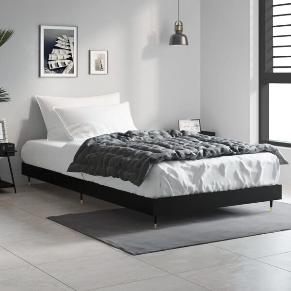 vidaXL Estructura de cama madera de ingeniería negra 90x200 cm
