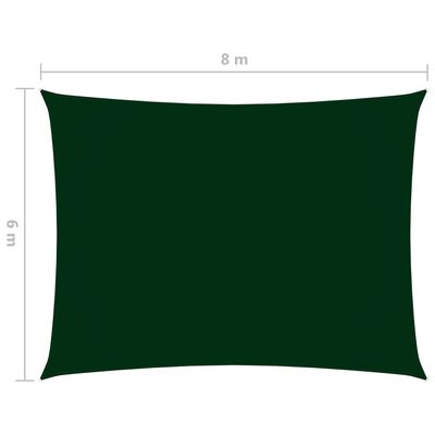 vidaXL Toldo de vela rectangular tela oxford verde oscuro 6x8 m