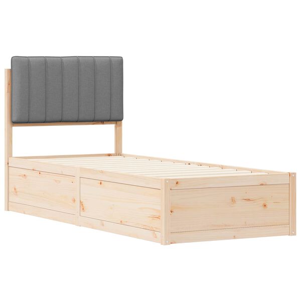 vidaXL Estructura de Cama con Cabecera Tapizada Gris Claro 75 x 190 cm