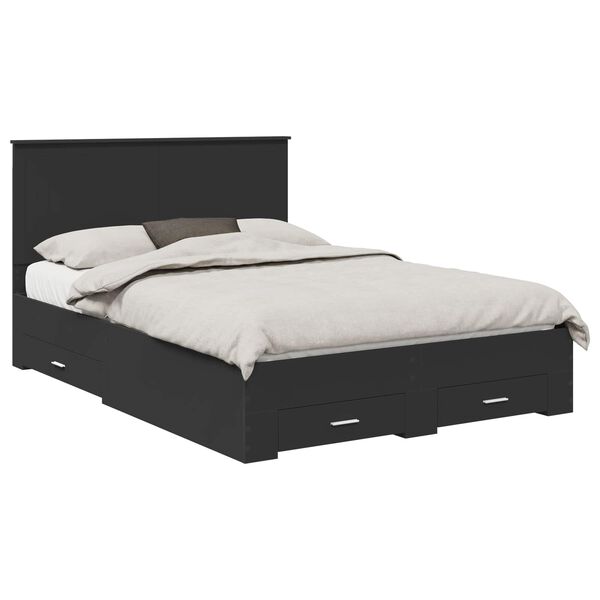 vidaXL Estructura de cama Negro 140 x 190 cm Madera de ingenier&iacute;a
