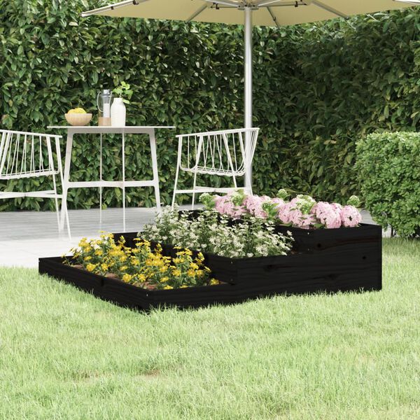 vidaXL Jardinera madera maciza de pino negro 107x107x27 cm