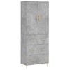 vidaXL Aparador alto madera contrachapada gris hormig&oacute;n 69,5x34x180 cm