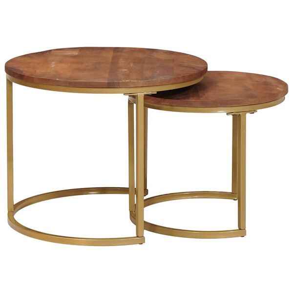 vidaXL Mesas de Café Nido 2 pcs Madera maciza de mango y acero