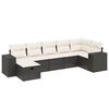vidaXL Set de comedor de jard&iacute;n 7 pzas y cojines rat&aacute;n sint&eacute;tico negro