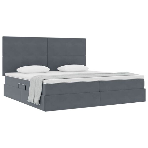 vidaXL Cama con almacenamiento y colch&oacute;n Gris oscuro 200 x 200 cm