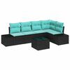 vidaXL Conjunto de sof&aacute; de jard&iacute;n 6 uds. Negro rat&aacute;n sint&eacute;tico
