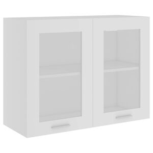 vidaXL Vitrina colgante "Lyon" de, color blanco, 80 x 31 x 60 cm, madera de ingenier&iacute;a