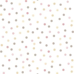 Noordwand Papel pintado Mondo baby Confetti Dots blanco, rosa y marr&oacute;n