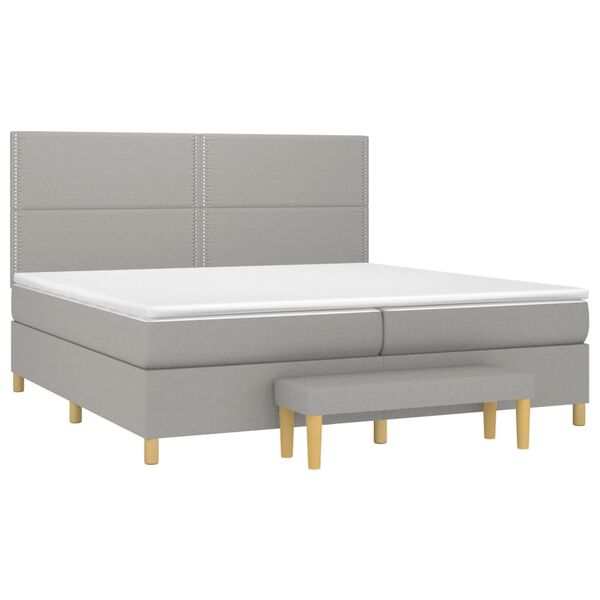 vidaXL Cama box spring con colch&oacute;n tela gris claro 200x200 cm