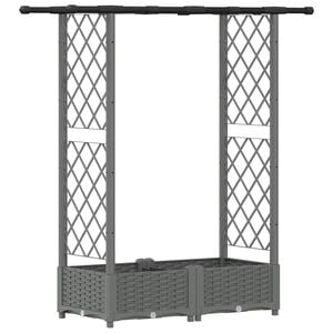vidaXL Cama elevada con trellis y techo Gris Claro 122,5 x 40 x 121 cm