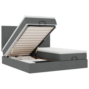 vidaXL Estructura cama otomana colchones tela gris oscuro 160x200 cm