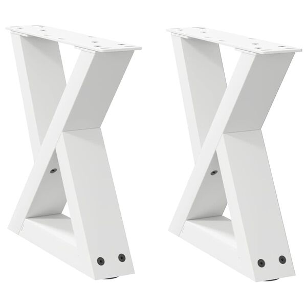 vidaXL Patas para mesa de centro (2 unidades), color blanco, 30 x (30-31,3) cm, acero