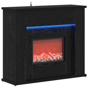 vidaXL Chimenea con tira LED Roble Negro 63 x 20 x 54,5 cm