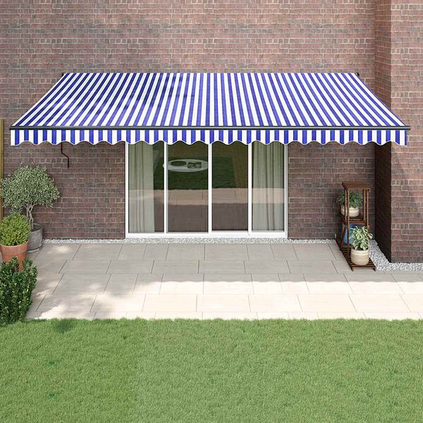 vidaXL Toldo retr&aacute;ctil autom&aacute;tico azul y blanco 5x3 m