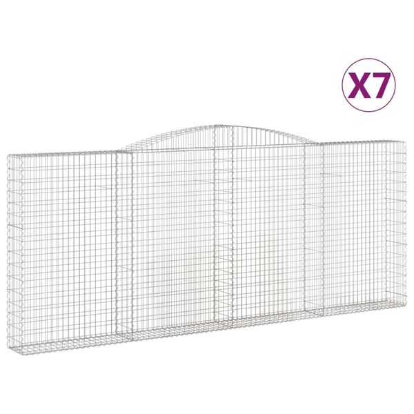 vidaXL Cestas gaviones 7 uds forma de arco hierro 400x30x160/180 cm