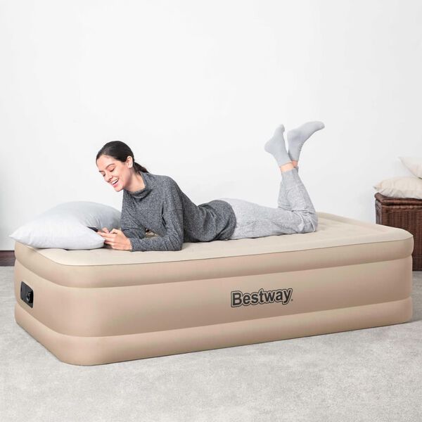 Bestway Cama hinchable Fortech con bomba eléctrica tamaño Twin Size