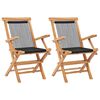 vidaXL Sillas plegables, 2 unidades, de madera de teca maciza y cuerda.