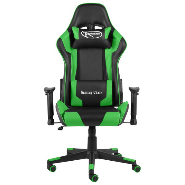 vidaXL Silla gaming giratoria PVC verde