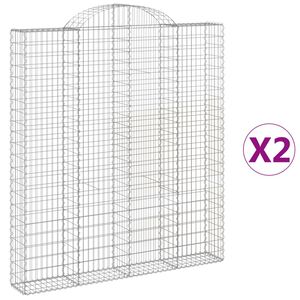 vidaXL Cestas de gaviones 2 uds forma de arco hierro 200x30x220/240 cm