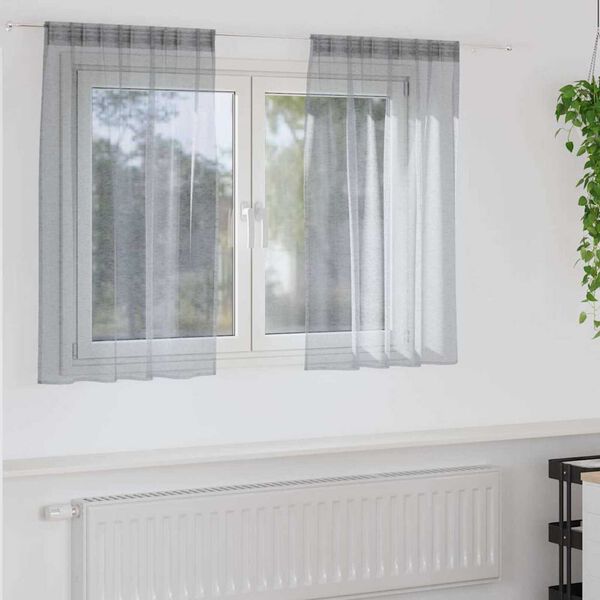 vidaXL Cortina de Voil&eacute; 2 pcs Gris oscuro 140 x 140 cm Poli&eacute;ster