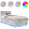 vidaXL Estructura de cama con tiras LED Gris Concreto 70 x 190 cm