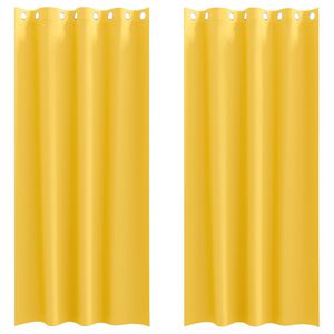 vidaXL Cortinas Opacas con Anillas 2 uds. Amarillo Mostaza Poli&eacute;ster