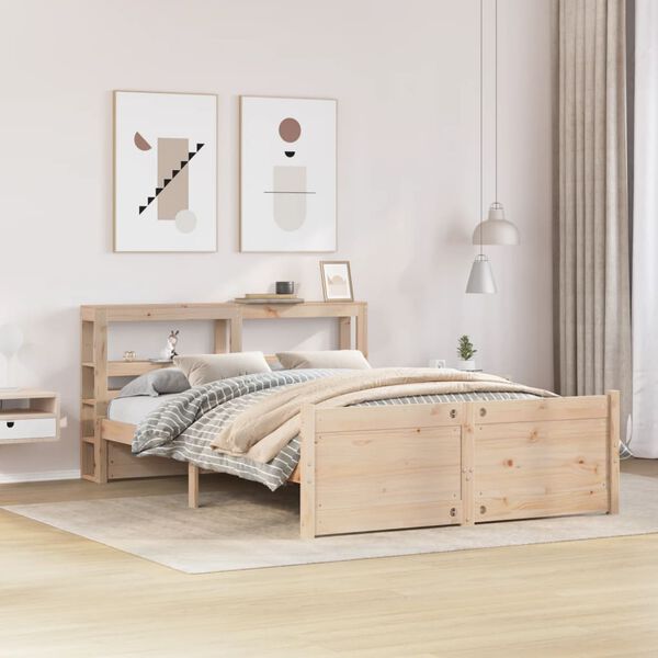 vidaXL Estructura de cama con cabecero madera maciza pino 120x190 cm