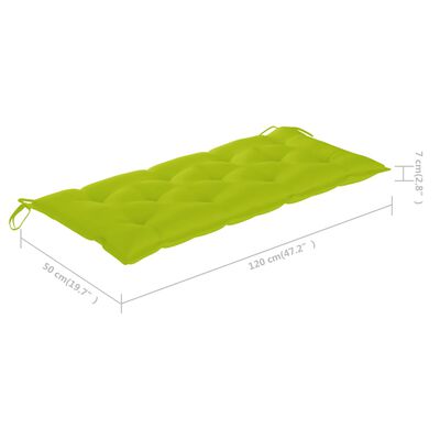 vidaXL Cojín para banco de jardín tela verde brillante 120x50x7 cm