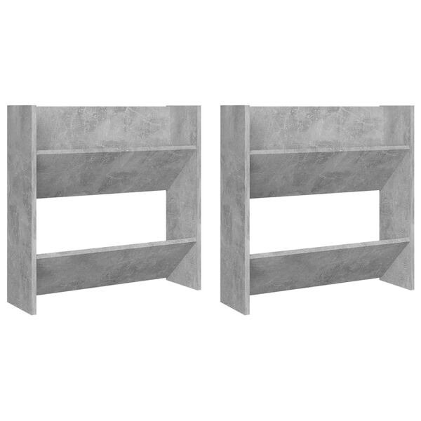 vidaXL Zapateros de pared 2 uds contrachapada gris hormig&oacute;n 60x18x60cm