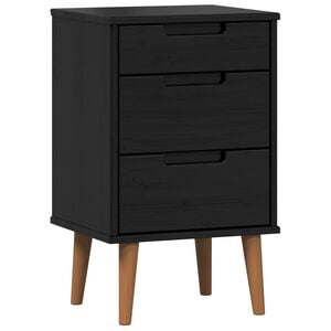 vidaXL Mesa de noche MOLDE Negro 40 x 35 x 65 cm Madera de Pino Maciza