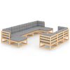 vidaXL Juego de muebles de jard&iacute;n 10 pzas y cojines madera maciza pino