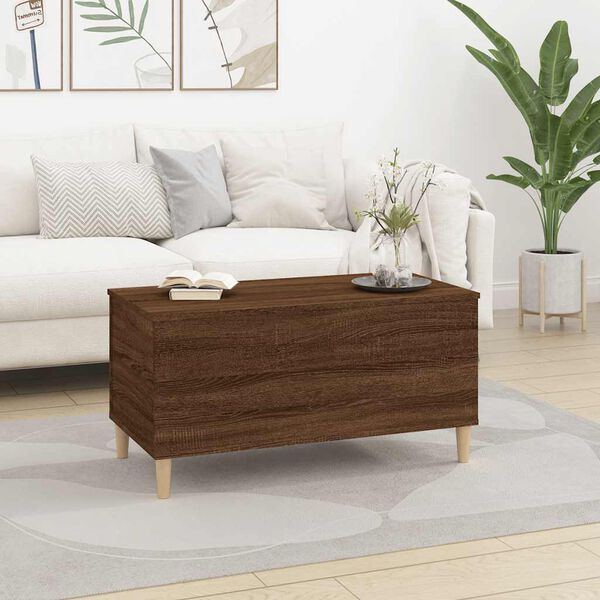 vidaXL Mesa de centro madera contrachapada roble marr&oacute;n 90x44,5x45 cm