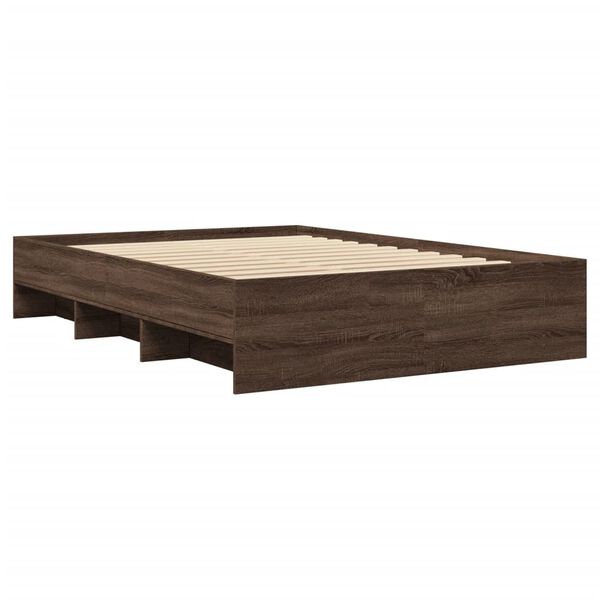 vidaXL Estructura de cama sin colch&oacute;n madera marr&oacute;n roble 120x200 cm