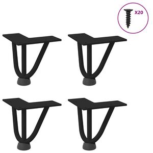 vidaXL Patas de horquilla para mesa de centro (4 unidades), color negro, 10 cm, acero macizo