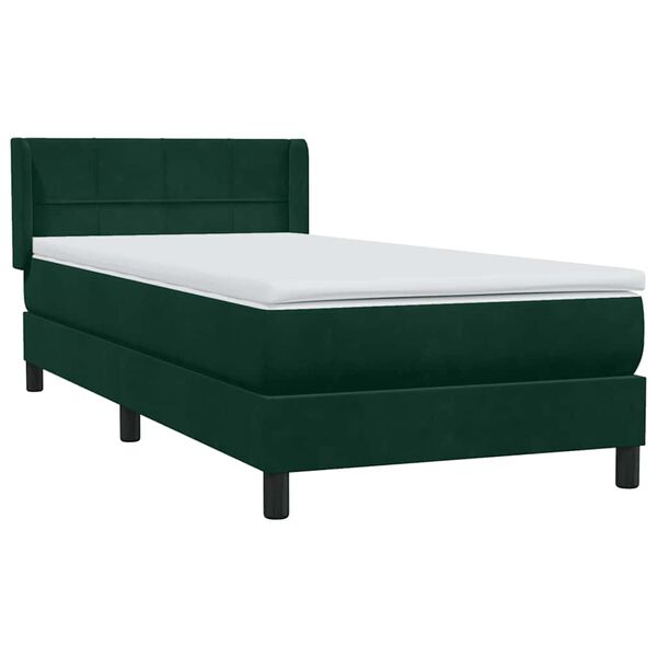 vidaXL Cama box spring con colch&oacute;n terciopelo verde oscuro 90x210 cm