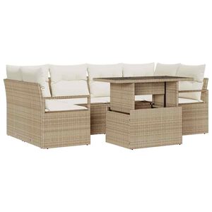 vidaXL Conjunto de sof&aacute; de jard&iacute;n 7 uds. 6-N&uacute;mero de plazas Beige