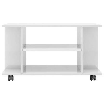 vidaXL Mueble de TV ruedas madera ingeniería blanco brillo 80x40x45 cm