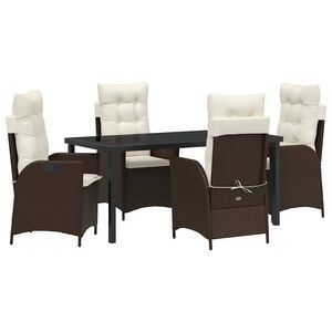vidaXL Conjunto de Comedor de Jard&iacute;n 5 pcs Marr&oacute;n rat&aacute;n sint&eacute;tico