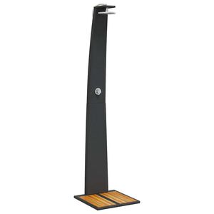 vidaXL Ducha de exterior rat&aacute;n PE y madera acacia negro 55x60x224 cm