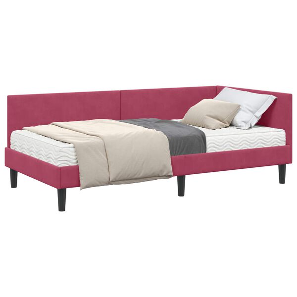 vidaXL Estructura de Cama Esquina con Colch&oacute;n 2 pcs Verde Terciopelo