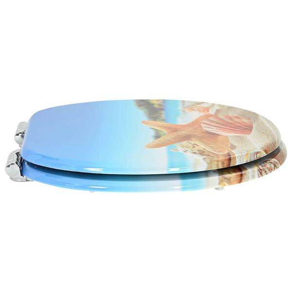 vidaXL Asiento de inodoro de cierre suave Concha del mar 44 x 38 cm