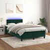vidaXL Cama box spring colch&oacute;n y LED terciopelo verde oscuro 120x190cm