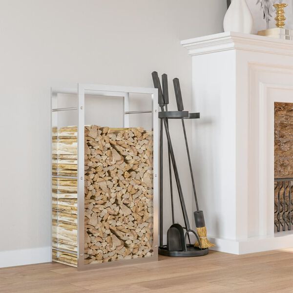 vidaXL Estante para le&ntilde;a acero inoxidable 80x28x154 cm