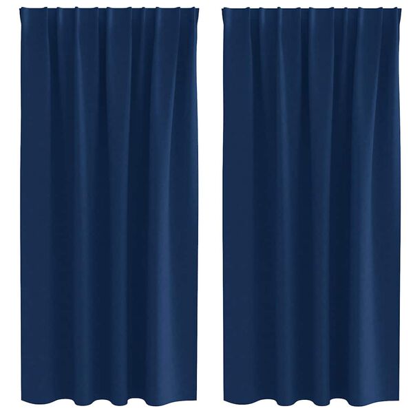 vidaXL Cortinas Opacas con Anillas 2 pcs Azul Oscuro 175 x 140 cm