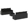 vidaXL Set de comedor de jard&iacute;n 7 pzas y cojines rat&aacute;n sint&eacute;tico negro
