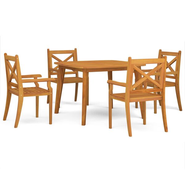 vidaXL Juego de comedor de jard&iacute;n 5 piezas madera maciza de acacia