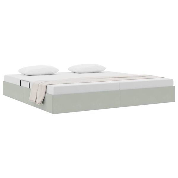vidaXL Cama con almacenamiento Gris Claro 200 x 200 cm Terciopelo