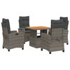 vidaXL Set comedor de jard&iacute;n 5 piezas con cojines rat&aacute;n sint&eacute;tico gris