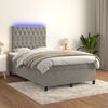 vidaXL Cama box spring colch&oacute;n y LED terciopelo gris claro 120x190 cm